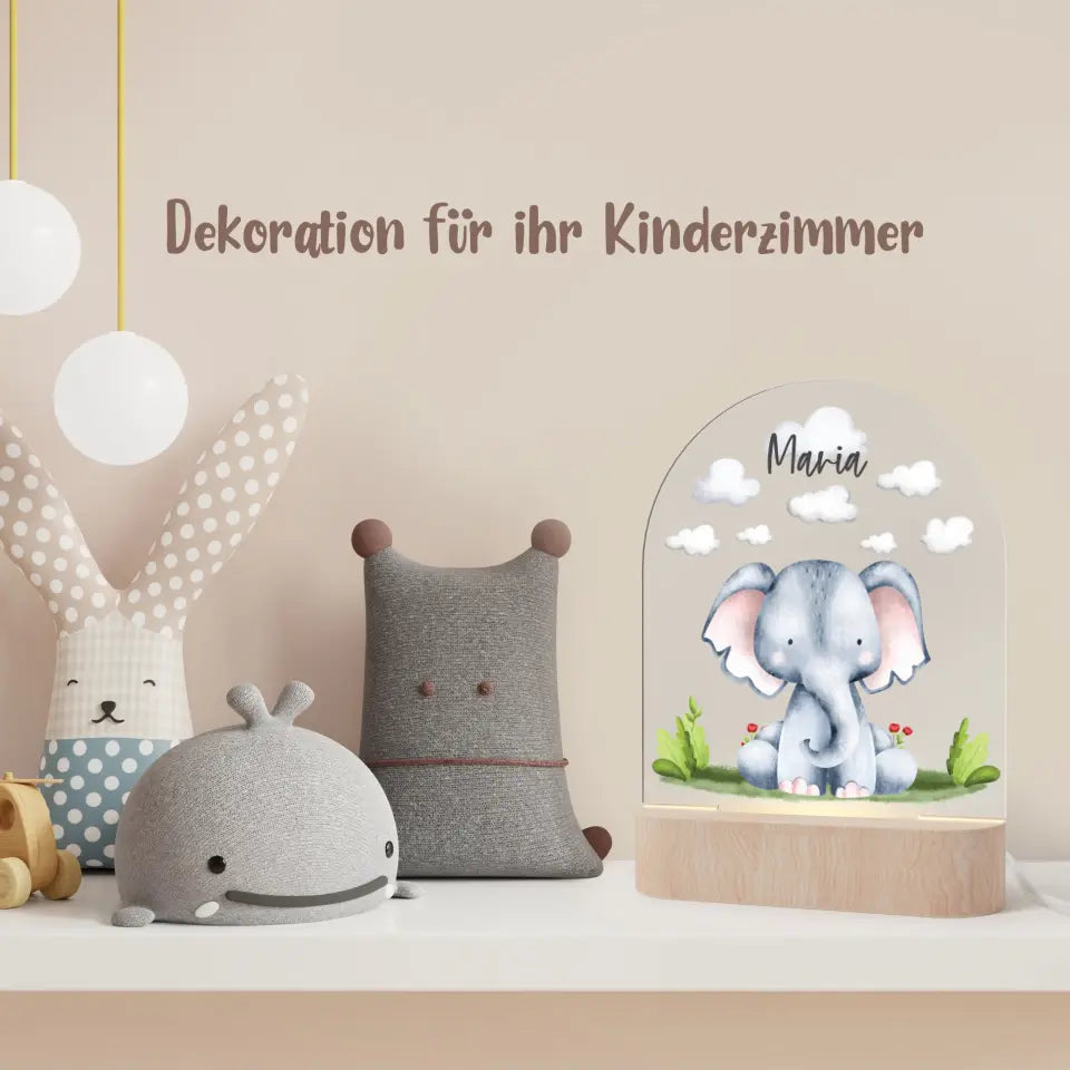 Personalisiertes Nachtlicht für Kinder "Aquarell Tiere"