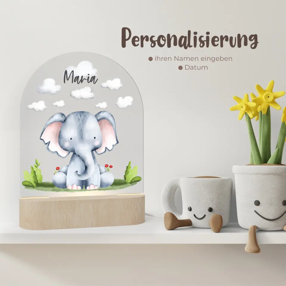 Personalisiertes Nachtlicht für Kinder "Aquarell Tiere"