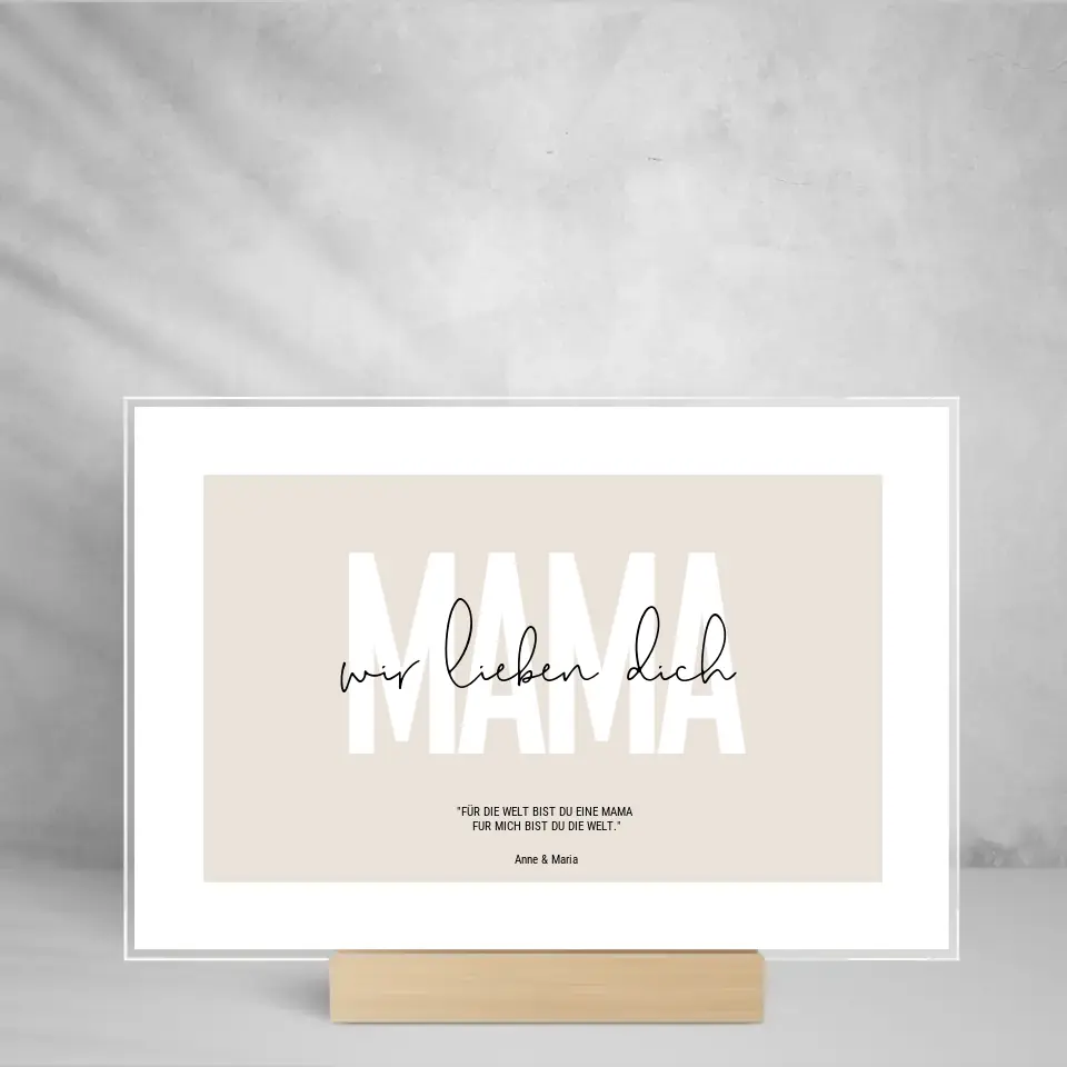 Mama - Personalisierter Aufsteller aus Glas