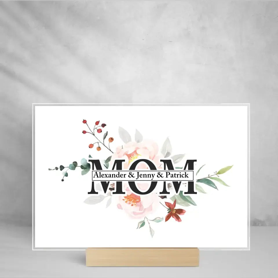 Mama - Personalisierter Aufsteller aus Glas