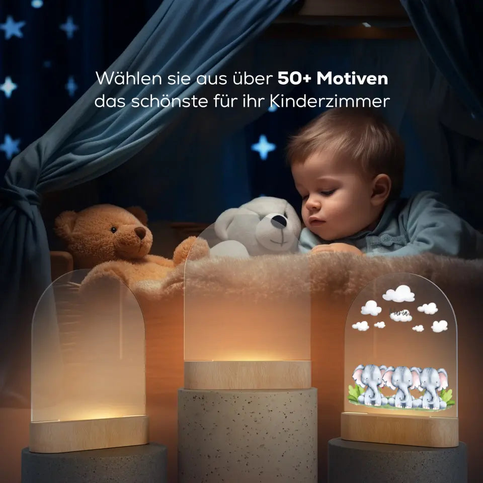 Personalisiertes Nachtlicht für Kinder "Aquarell Tiere"