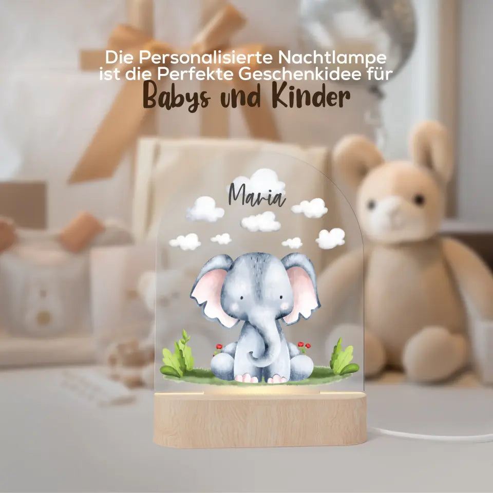 Personalisiertes Nachtlicht für Kinder "Aquarell Tiere"